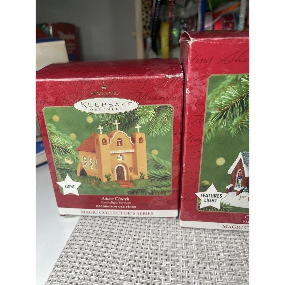 Hallmark Keepsake Candlelight Services Magic Church Ornament Set 1998 2001 2002